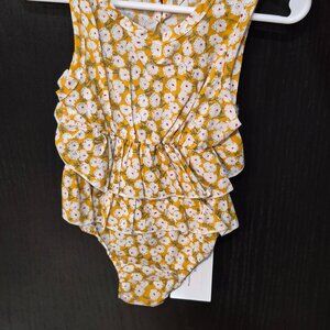 Janie & Jack Mustard Floral Ruffled Bodysuit 3 Months Baby Clothes